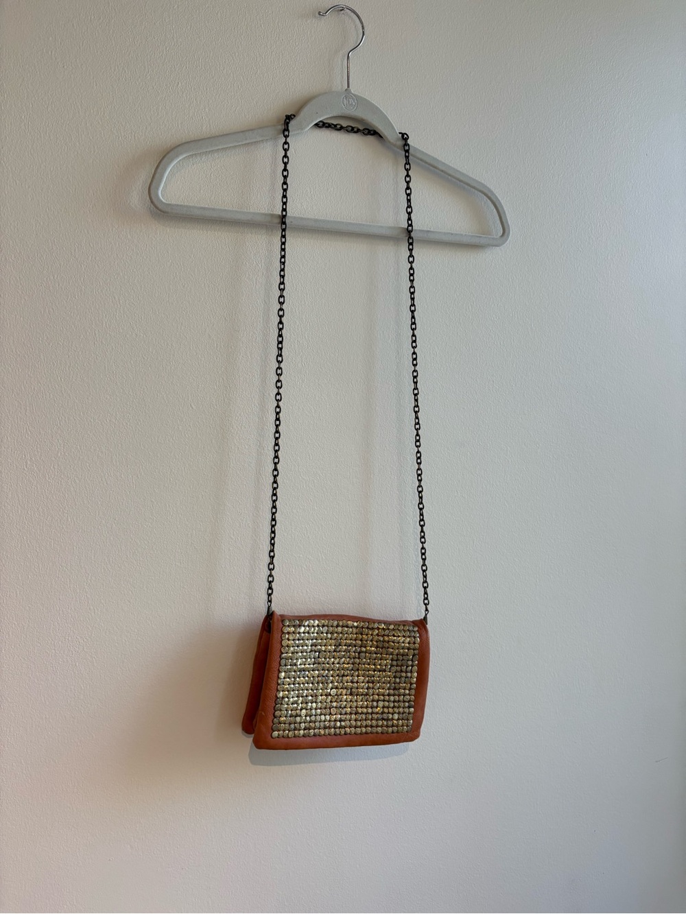 AKIRA Brown Crossbody with Gold Studded Front and Black Chain